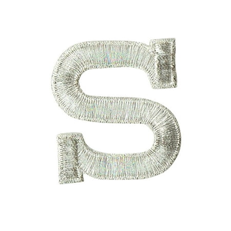 applique alphabet embroidered patch letter iron block silver