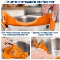 thumbnail image 2 of Colador de silicona con clip para ollas: resistente al calor y ajustable. Colador para verduras, arroz, fideos y pastas, ideal para ollas, sartenes y tazones de todo tipo. Color naranja., 2 of 4