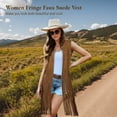 thumbnail image 3 of Women Fringe Faux Suede Vest, 70s Hippie Clothes with Tassels, Open-Front Sleeveless Vest Cardigan, Fringe Jacket for Women Girls Female, 3 of 7