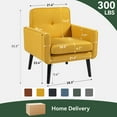 thumbnail image 2 of Modern Breathable Farbic Accent Chair with Arms, Upholstered Lounge Chair For Living room Bedroom Reading Home Office(1PC,Yellow), 2 of 9