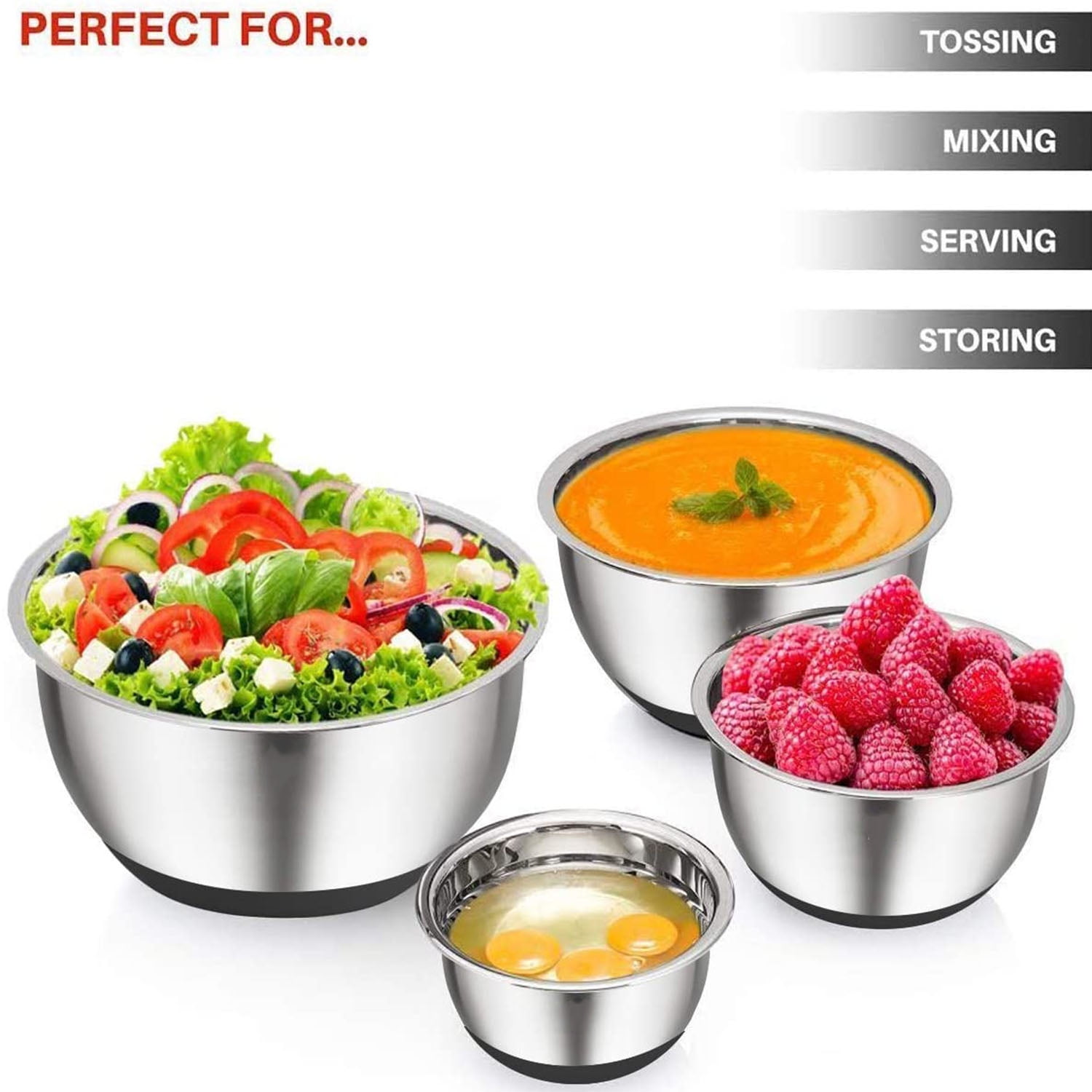 Mixing Bowl Set With Non slip Silicone Bottom And Lids - Temu