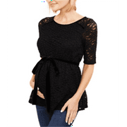 Motherhood Maternity Women's Lace Peplum Top Black Size Large