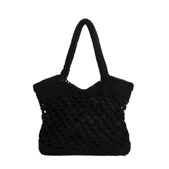 Crochet Woven Beach Tote Bag With Inner Lining Lightweight Foldable Soft Shoulder Bag Large Capacity Fashion Purse For Women Summer Vacation Beach Travel Daily Use