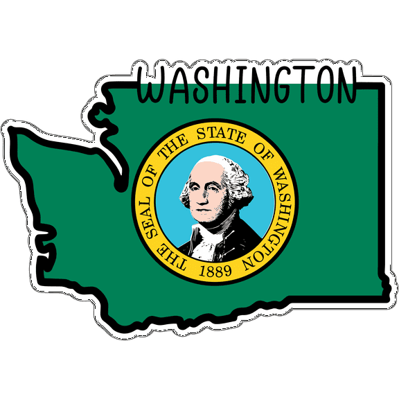 State of Washington Map Flag Sticker Decal 4 Inches USA Washington State Olympia The Evergreen State - 4 inch