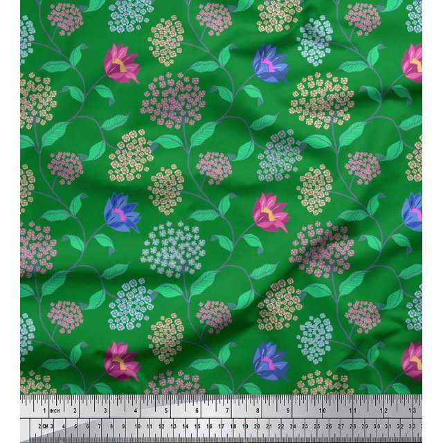 Soimoi Feuilles de Tissu Popeline de Coton & Imprimés en Tissu Artistique Floral par Yard 56 Pouces de Large