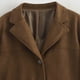 thumbnail image 5 of Blazer para mujer, color liso, solapa, manga larga, chaqueta de cuero, top de poliéster para mujer, 5 of 9