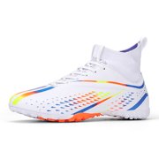 FULORIS Soccer Cleats Shoers Men Sock Football Boots Turf White