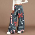 thumbnail image 4 of Women's Casual Fashion Christmas Print Elastic Waist Loose Plush Wide Leg Pants, Comfortable Home and Sleepwear Bottoms for Winter, Warm and Cozy Lounge Pants, Navy, XL, 4 of 4