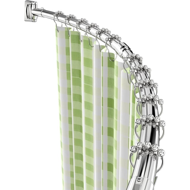 Misounda Tringle de Rideau de Douche Courbée, Tringle de Douche Réglable Antirouille Extensible en Acier Inoxydable 304 pour Salle de Bain, Baignoire, Vestiaire, Salle d'Habillage, Etc. (Forme Courbée, 55 Pouces-79 Pouces)