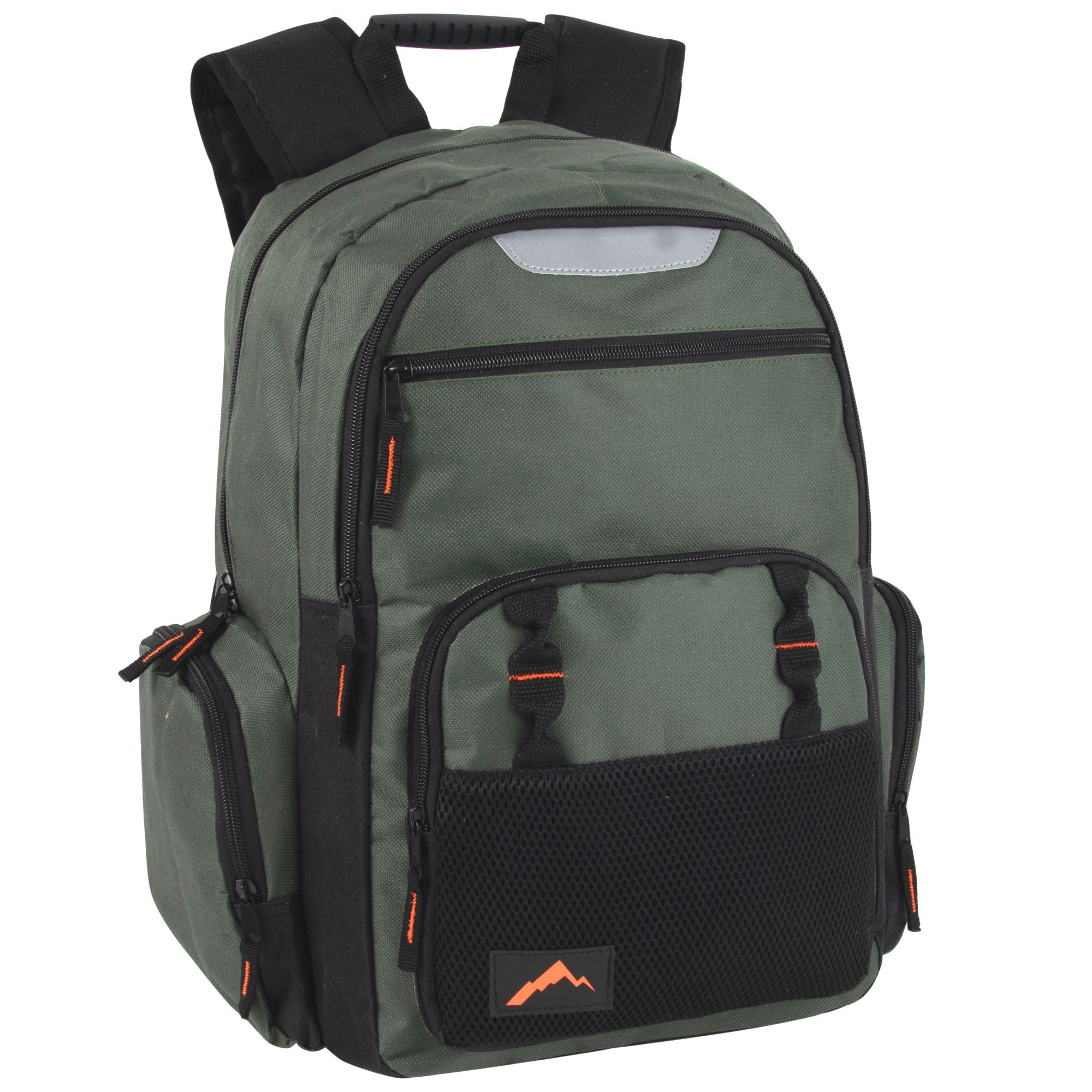 24 Pack of Bulk Wholesale Heavy Duty, Reflective, Dual Compartment, Multi-Pocket, Laptop Backpacks for Work, School, College, Classrooms, Charity and Homeless Donation in Male Colors Pack