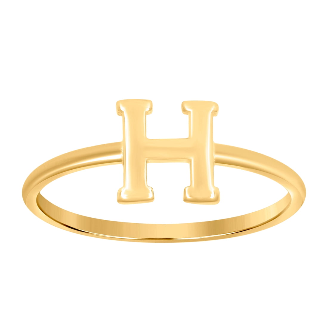 10k Yellow Gold Womens Letter Name Personalized Monogram Initial Alphabet H Ring 7.3x1.2mm Wide Ring for Women
