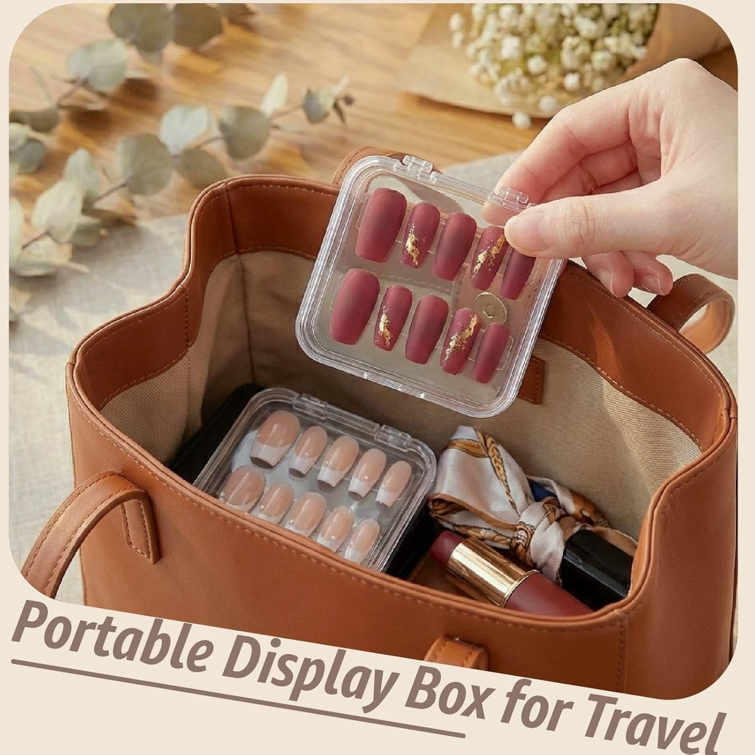 Clear Press   Storage Containers 12-Pack Stackable Cases, Press Ons  Packaging Organizer Case,  Tips and  Nails Display Box for Travel and Salon Use (Clear 06)