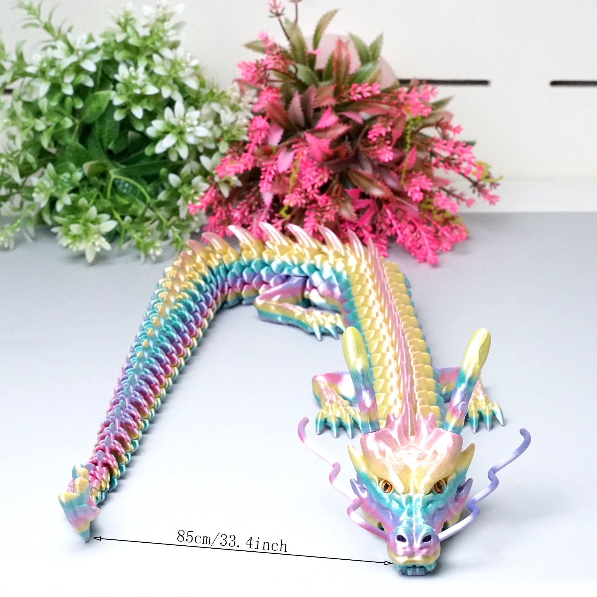 33.5inch 3D Printed dragon,Flexible Joint Animal lacertid Figurines,Realistic Eyes, Home Office Decor,Fidget Toy for Adults Teens Boy Festival Gifts