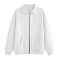 thumbnail image 6 of Evdexr Full Zip Up Sweatshirt Women Long Sleeve Collared No Hood Jacket Oversized Loose Casual 2026 Fall Winter Sweaters with Pockets White 2XL, 6 of 6