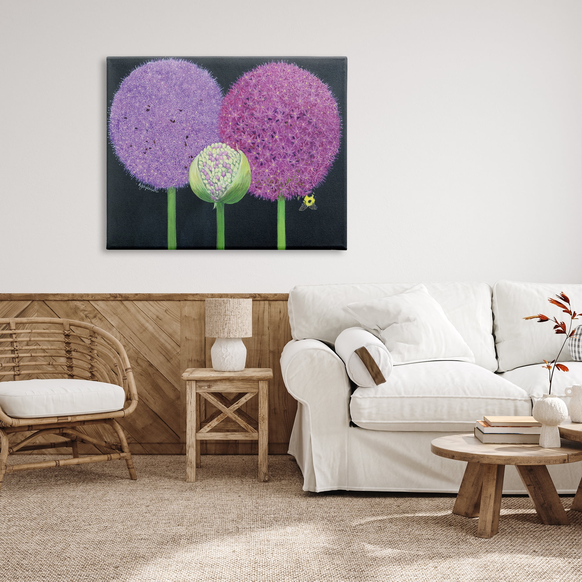 Stupell Industries Vintage Allium Plants Botanical & Floral Painting Gallery Wrapped Canvas Print Wall Art, 48 x 36