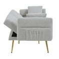 thumbnail image 2 of Modern Teddy Upholstered Accent Loveseat Sofa with Side Pocket, Folding Sleeper Sofa Bed with Foldable Armrest, Adjustable Backrest and Golden Metal Legs for Living Room (Gray), 2 of 11