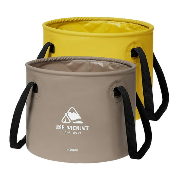 2 cubos plegables multifuncionales, contenedor de agua de 10 l, cubo duradero grande Amarillo con Café Cola Cubo plegable