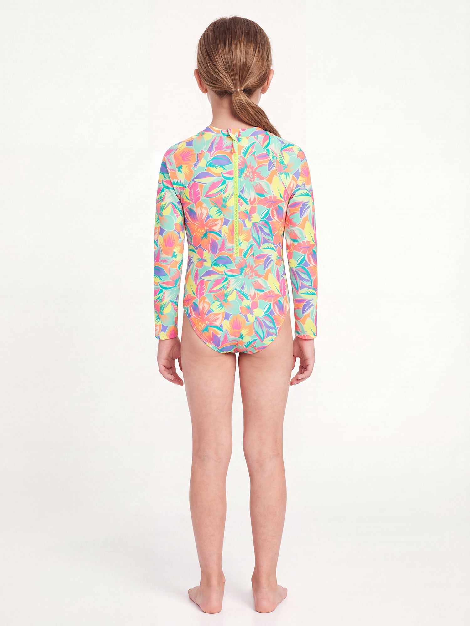 Ocean Gear Girls One Piece Long Sleeve Swim Suit, Sizes 4-18