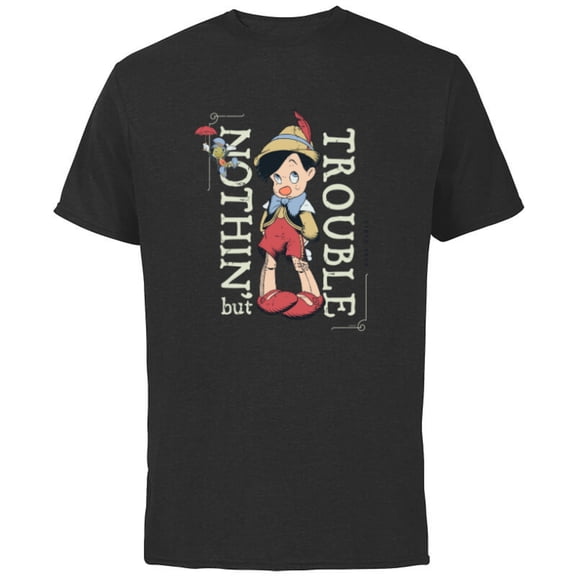 Disney Pinocchio Nothin’ but Trouble Since 1940 - Short Sleeve Cotton T-Shirt for Adults - Customized-Black