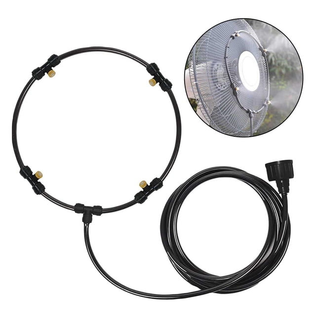 de nebulización de ventilador para línea de nebulización de patio y boquilla de latón extraíble y adaptador, se conecta al ventilador exterior, ne 18 pulgadas