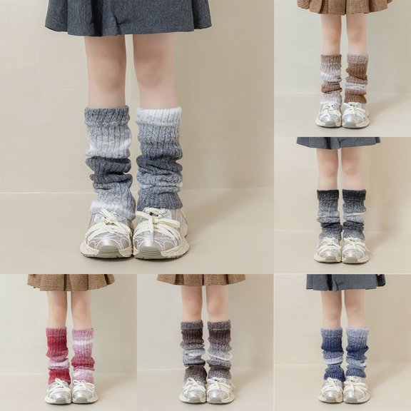 Tisuna Toddler Girls Socks Kids Knee High Stacked Socks Gradient Print Leg Warmers Loose Socks For Girls Kids Children Black