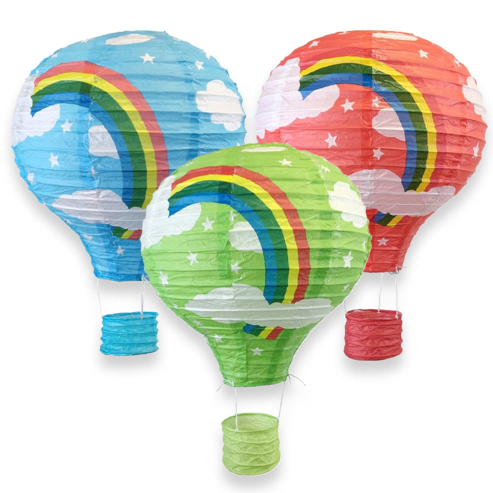 Wedding Festival Paper Rainbow Pattern DIY Decorative Hot Air Balloon Lantern 