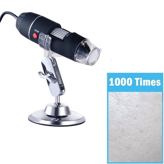 JAYWAYNE 1000X USB Digital Microscope with Metal Stand for Coin Circuit Board Inspection, Adjustable LED Lights for Clear Imaging