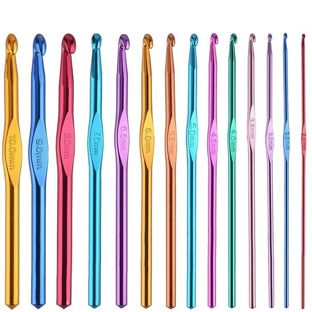 14 ganchos de ganchillo de aluminio, agujas de tejer, juego de ganchos de ganchillo, 2,0 MM/2,5 MM/3,0 MM/3,5 MM/4,0 MM/4,5 MM. / 5.0MM / 5.5MM / 6.0MM / 6.5MM / 7.0MM / 8.0MM / 9.0MM / 10.MM Ormromra MZQ-0762
