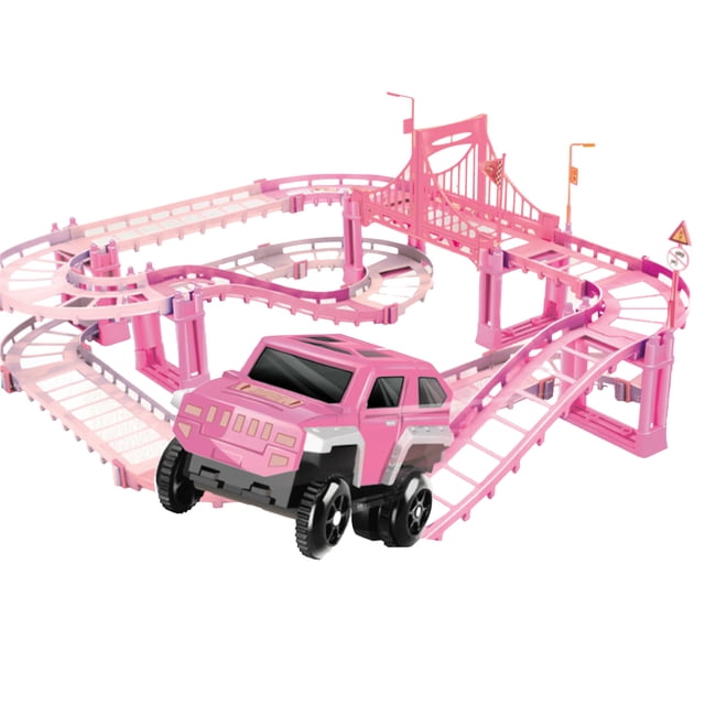 Race Car Track Toys, Educational Track Toy Stable With Coconut Tree For Pre School For Kids