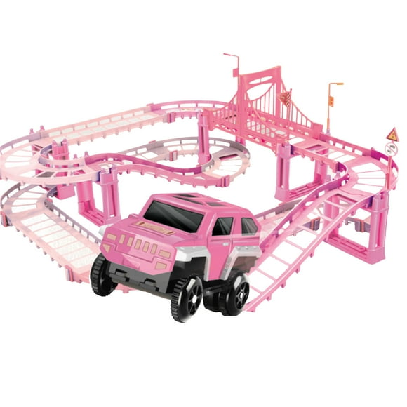 Educational Race Car Track Toys Set Toy Tracks Car Toy Track Playset With Coconut Tree For Toddlers Kids Boys And Girls