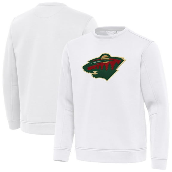 Men's Antigua White Minnesota Wild Relevant Lightweight Pullover Sweatshirt