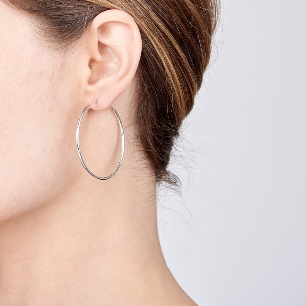 Amberta Women’s 925 Sterling Silver 40 mm Hoop Earrings