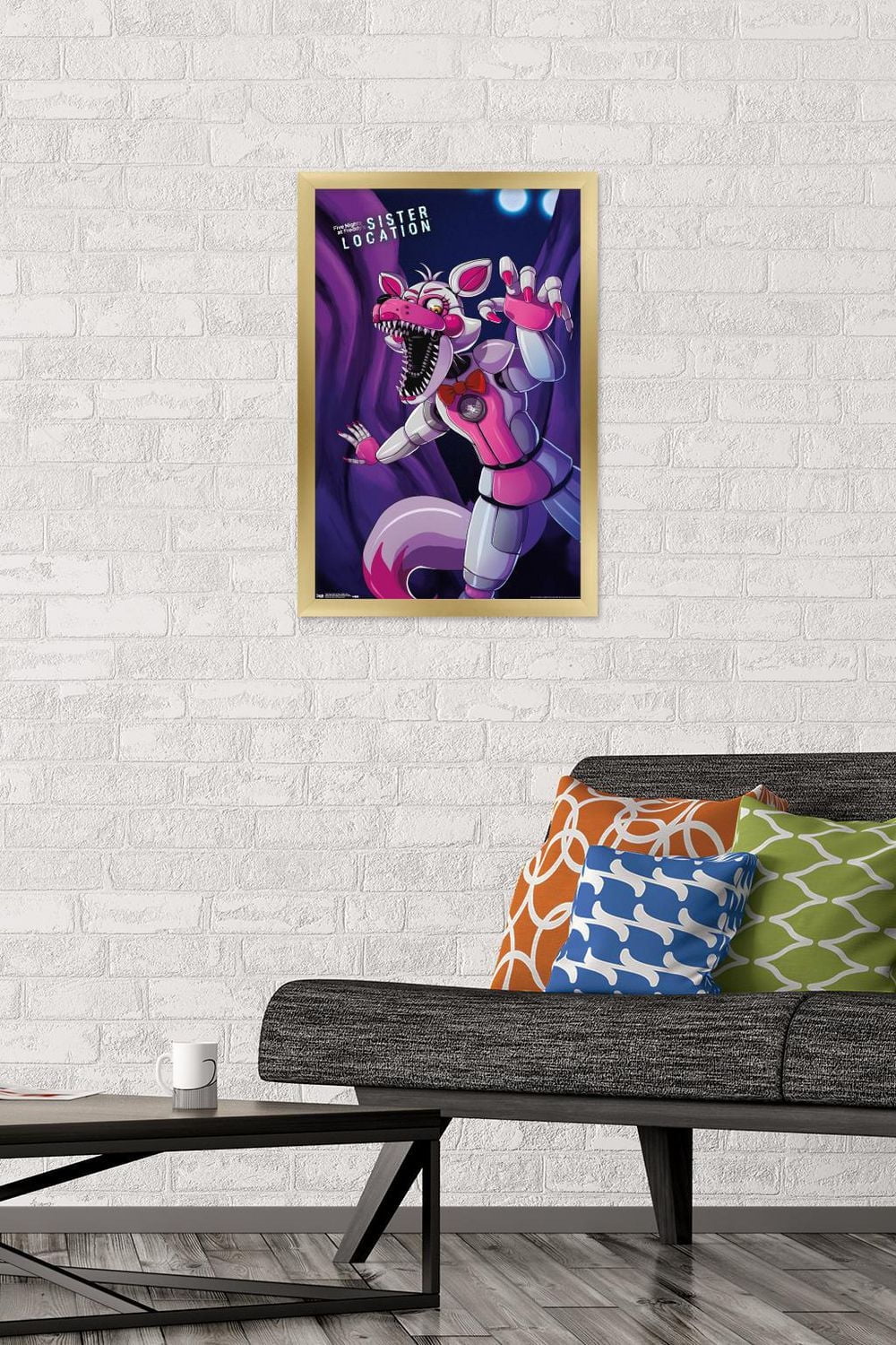 Five Nights at Freddy's: Sister Location - Funtime Foxy Wall Poster, 14.725" x 22.375" Framed