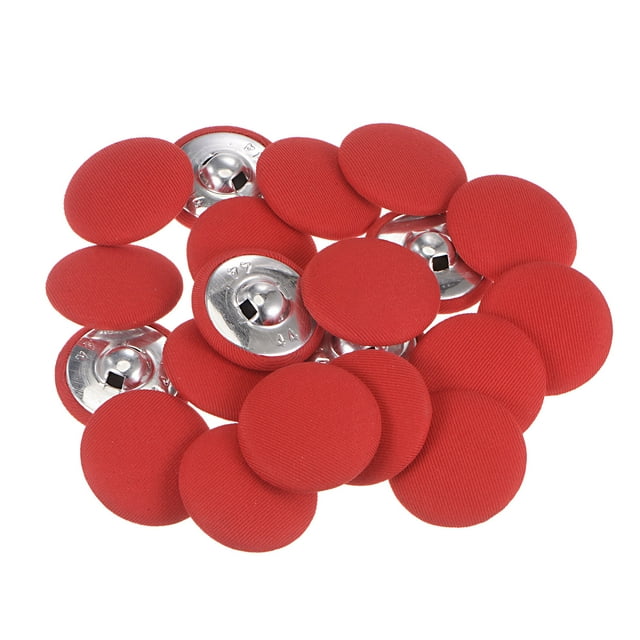 Unique Bargains 20 Pcs Boutons Recouverts de Tissu 44L, Tige Ronde en Métal 28 mm, Boutons de Couture pour Complets, Robes, Chemisiers, Rouge