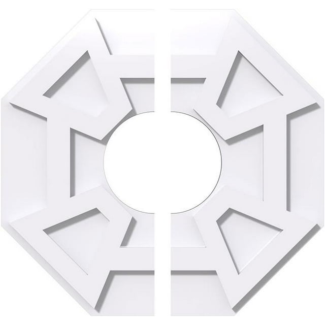 Ekena Millwork CMP18LG2-06000 18 in. OD x 6 in. ID Square Logan Architectural Grade PVC Contemporary Ceiling Medallion - 2 Piece