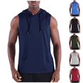 thumbnail image 2 of Mens Sleeveless Hooded T-Shirts Muscle Tank Tops Workout Mesh Quick Dry Athletic Training Shirts Summer Casual Bodybuilding Tee with Kangaroo Pocket, 2 of 9