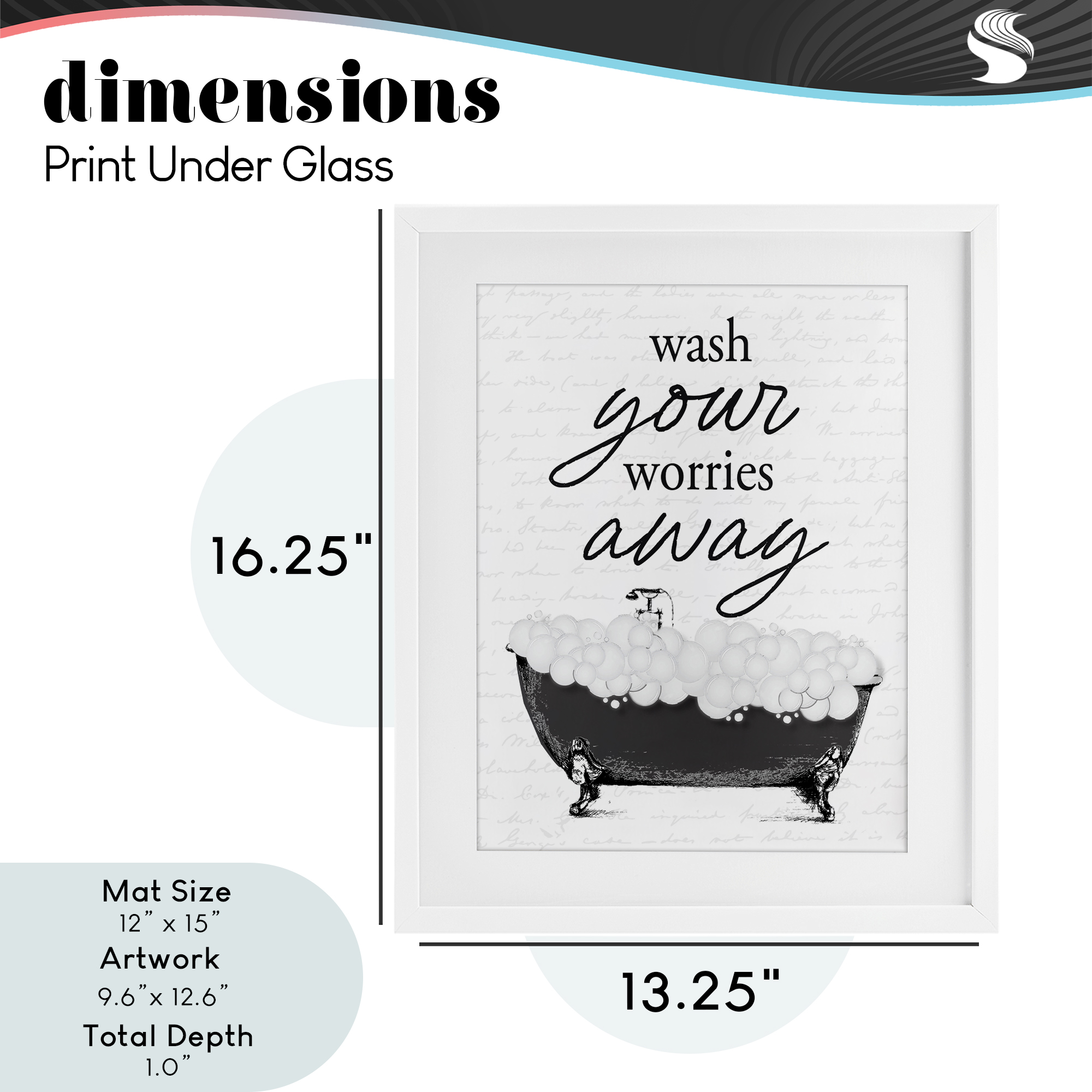 Bubble Bath Wash Worries White Framed Print Under Glass, design by Lettered and Lined