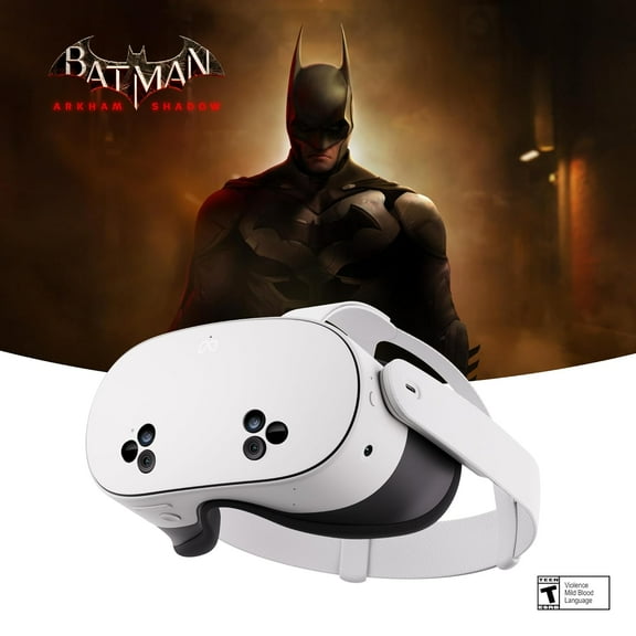 Lentes de Realidad Virtual META Quest 3S Mixed Reality 128GB Bundle Batman Arkham Shadow blanco