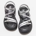 thumbnail image 2 of Floleo Girls Heart Rhinestone Open-Toe Sandals, Adjustable Ankle Strap Footwear, Two Tone Non-Slip Soft Sole Kids Summer Casual & Dress Shoes(Silver,5 Years), 2 of 9