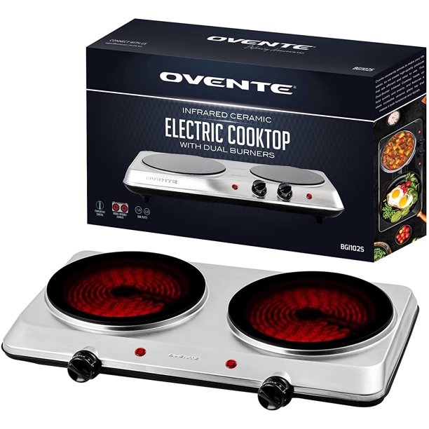 Ovente BGI202S Electric Glass Infrared Countertop Cooking Burner with 7