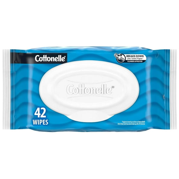 Cottonelle Fresh Care Flushable Wet Wipes, Adult Wet Wipes, Flip-Top Pack, 42 Wipes per Pack, Pack of 2