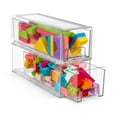thumbnail image 1 of Sorbus Cajones Apilables Transparentes Pequeños con Manijas, Organizador para Manualidades, Ropa, Medicamentos, Maquillaje, Armario, Arte, Baño, Zapatos y Juguetes (Paquete de 2), 1 of 1