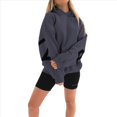 thumbnail image 1 of Sudaderas con Capucha de Moda para Mujer, Sudaderas Holgadas de Gran Tamaño, Camisetas de Larga, Corte Holgado. Azul Marino L, 1 of 8