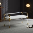 thumbnail image 2 of Acrylic and Gold Stainless Steel Combination Bench for Bedroom or Entryway, Extra Seat for Living Room(Ivory), 2 of 10