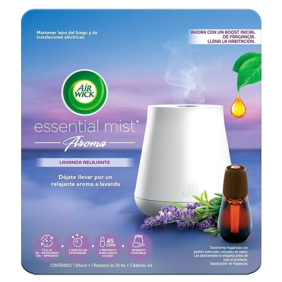 Vaporizador de fragancias Air Wick Essential Mist lavanda relajante difusor + 1 repuesto de 20 ml