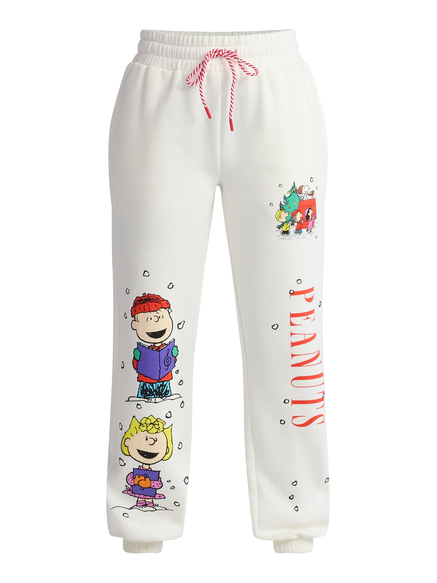 Peanuts Women's Holiday Graphic Jogger Pants with Drawstring Waist, Sizes XXS–2XL
