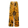 thumbnail image 4 of PEXLYCLU Lounge Pants Women, Boho Pants, Womens Lounge Pants, Boho Wide Leg Pants for Women Flowy Drawstring Floral Palazzo Pants Baggy Tropical Hawaiian Pull On Beach Pant, Black L, 4 of 8