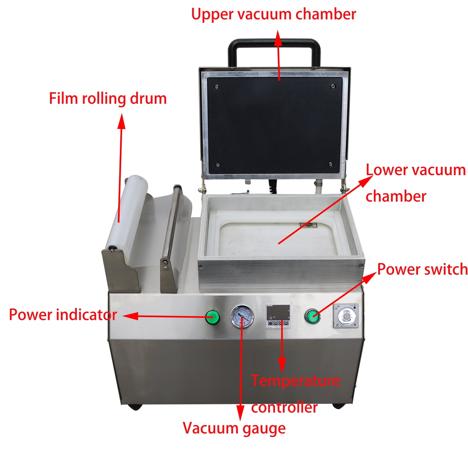 Bench Vacuum Sealer Machine 9.8inch Membrane Width Vacuum Close Fitting Packaging Machine 110V
