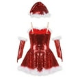 thumbnail image 2 of DPOIS Girls' Sequins Ballet Dance Figure Ice Skating Leotard Dress Santa Claus Costume A Red 4, 2 of 6