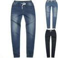 thumbnail image 2 of Yuanlook Women's Elastic Waist Jogger Jeans Comfy Drawstring Casual Daily Denim Pants Size S-XXXL, 2 of 5